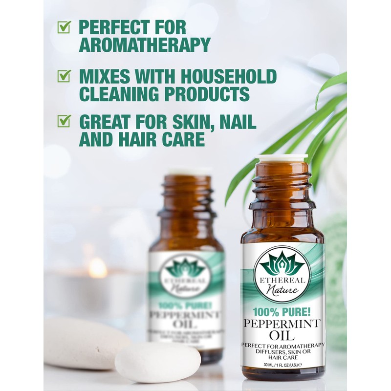 Ethereal Nature 100% Pure Oil, Peppermint, 1.01 Fluid Ounce
