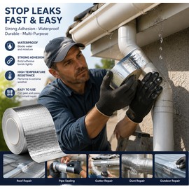 Waterproof Aluminum Foil Butyl Tape for Repairs – Strong Adhesive Leak-Resistant Seal for Roofs, Pipes, Ducts and Outdoor Maintenance