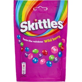 Skittles Vegan Chewy Sweets Wild Berry Fruit Flavoured Pouch Bag, 136g