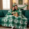 Tingjoo St. Patrick's Day Blanket Clover Bow Fuzzy Blanket Spring