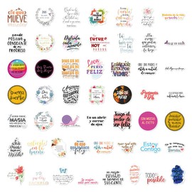 50PCS Spanish Motivational Stickers,Affirmation Inspirational Positive Quotes Waterproof Sticker for Teachers Teens Adults Decoration Water Bottle Journal Laptop Guitar Scrapbook Computer Helmet