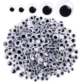 Timotech Set 500 Piezas Ojos Movibles Autoadhesivos, Kit de Ojos Saltones de 5 Tamaños Diferentes (6mm a 12mm) para Manualidades, Tareas Escolares y D