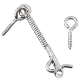 Lovelysp-Stainless Steel Spring Hook and Eye Safety Latch 3-inch Safety Hook and Eye Latch Safety Latch with Eye and Hook for Family, Farm Or Camping Trailer-2PCS