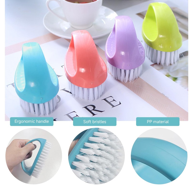4 Piece Nail Brushes, Handle Cleaning Brush, Cleaning Scrubber, Multifunctional