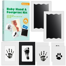 Nabance Inkless Baby Hand and Footprint Kit, Safe No Mess Ink Pad for Baby Hand and Footprints, 2 Inkless Print Pads with 2 Photo Frames, 4 Imprint Cards, Clean Touch Ink Pad for Baby Family Keepsake