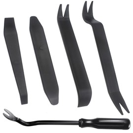 NASHRIO Trim Removal Tools, 5 Pcs Car Pry Tool Kit, No Scratch Plastic Pry Tool Kit,Car Door Audio Panel Trim Removal Set, Auto Clip Fastener Remover Pry Tool Set Car Upholstery Repair Kit (Black)