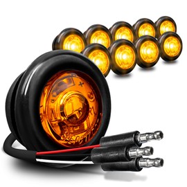 TRUE MODS 10pc 3/4" Inch Round Amber Trailer 12V LED Marker Light [3 Wire/DRL & Turn Signal] [DOT FMVSS 108] [SAE P2PC] [Semi-Spherical Output] [IP67 Waterproof] Small Marker Lights for Trailer Truck