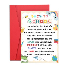 Cute Back to School Card for Kids, Back to School Supplies for 1st 2nd 3rd Grade Boys Girls, First Day of School Gifts for Daughter Son, First Day of Kindergarten Preschool Card, College Essentials