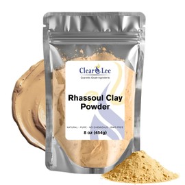 ClearLee Rhassoul Ghassoul Clay Cosmetic Grade Powder - 100% Pure Natural Powder - Great For Skin Detox, Rejuvenation, and More - Heal Damaged Skin - DIY Clay Face Mask (8 oz)
