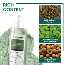 BodyLita Anti Cellulite Mud Scrub Body Wash, Reduces Cellulite, Gentle Exfoliating, Improves Skin Texture, Provides a Smoother Look, 5.07 Fl Oz (1)