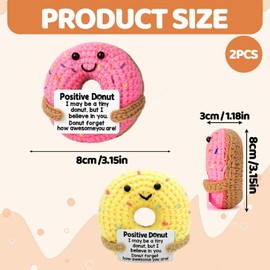 2 Pcs Emotional Support Crochet, Emotional Support Pickle, Funny Positive Crochet Donut With Inspirational Card, Mental Health Gifts For Girls Women Birthday Graduation Motivational Presents ﻿ ﻿
