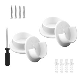 8pcs Closet Pole Sockets, White Plastic Closet Rod Holders Bracket with Screwdriver Solid Wardrobe Tube Support for 1-3/8in Shower Curtain Clothing Store
