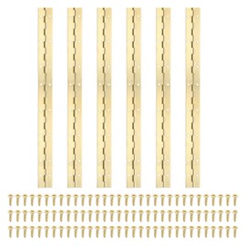 PATIKIL 16x1.2 Inch Piano Hinge,6 Pcs 304 Stainless Steel Continuous Hinge with Holes for Piano Gate Door Wooden Storage Box Cabinet Boat,Gold