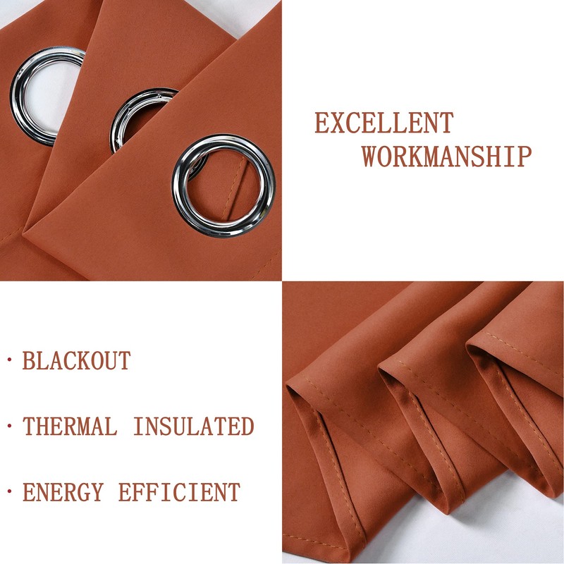DECOVSUN Rust Valances for Windows 42X18 Inches Blackout Thermal Insulated
