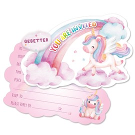 GEBETTER 36 pcs Party Invitations Unicorn Themed Invitation Unicorn Invites Party Invites for Kids Birthday Party Invitations