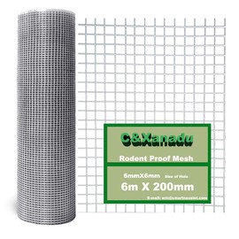 C&Xanadu Joint Grille Metal Roll 20 cm x 6 m, Mouse Grid 6 mm², Protective Gate, Galvanised and Spot Welded, Vole Mesh Sold by the Metre, Access with Mice & Rats and Snake Prevents