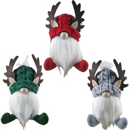 Waterice 3er-Set gestrickte rentierlose Weihnachtsfiguren, handgefertigte Deko für Feste, Neujahr，Geburtstagsgeschenke – Flur, Büro, Heimdekoration und als festliches Geschenk. (Xmas-toy-006)