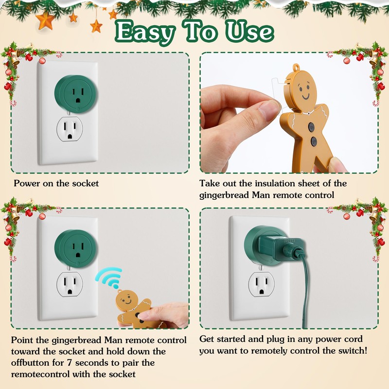Enhon Wireless Remote Switch for Christmas Tree Lights, Works Up