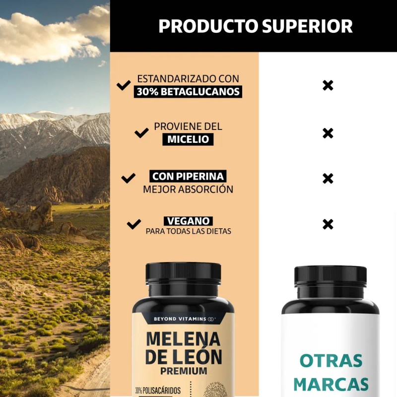Hongo Melena León Extracto Proveniente Micelio Polisacáridos Piperina Pimienta Negra