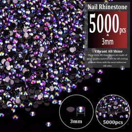BELLEBOOST 5000pcs 3mm Resin Rhinestones Bulk, Purplish Black AB Flatback Round Jelly Rhinestones Non Hotfix Crystal Gems Large Quantity Wholesale for DIY Crafts Clothes Bottles Face Makeup Manicure