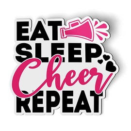 Eat Sleep Cheer Repeat Cheerleading - 5.5" Magnet for Car Locker Refrigerator