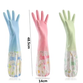 LATRAT 3 Pairs Kitchen Gloves Non-Slip Long Rubber Gloves for Kitchen Dishwashing Household Laundry Cleaning Cleaning