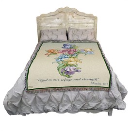 Pure Country Weavers Iris Cross Blanket - Sympathy Bereavement Gift Tapestry Throw Woven from Cotton - Made in The USA (72x54)