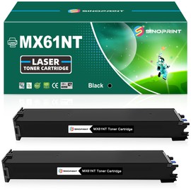 SINOPRINT Compatible MX-61NT 61NTBA Toner Cartridge Replacement Black for Sharp MX-2651 MX-3051 MX-3071 MX-3551 MX-3571 MX-4051 MX-4071 Printer (2-Pack Black)
