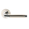 Excel Argo Passage Door Handles on Round Rose, Satin Nickel/Polished