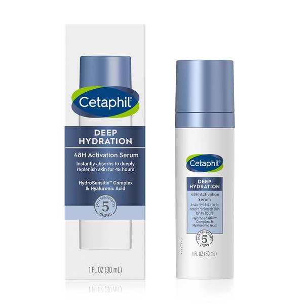 CETAPHIL Deep Hydration 48Hr Activation Serum, 1 fl oz, 48 Hr Face Moisturizer for Dry, Sensitive Skin, With Hyaluronic Acid, Vitamin E & B, Dermatologist Recommended Sensitive Skincare Brand