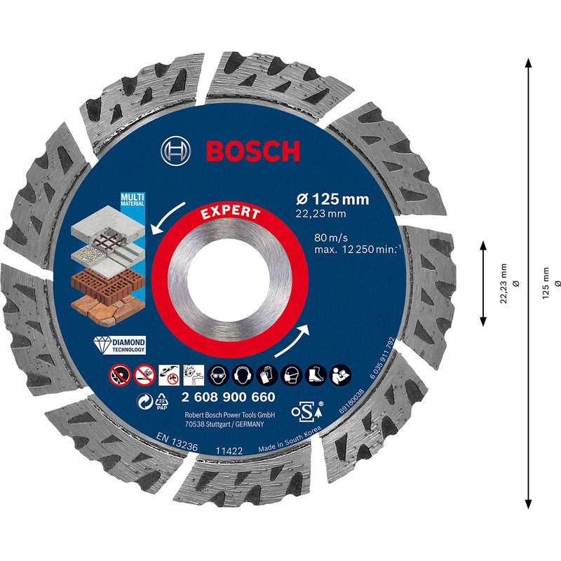 Bosch Professional 1x Expert MultiMaterial Diamond Cutting Disc (for Concrete,