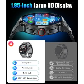 LIGE Smart Watches for Men(Answer/Make Call),1.85" HD Screen Outdoor Sports Smartwatch,800mAh Battery,Heart Rate/Sleep Monitor 5ATM Waterproof Fitness Tracker for Android iOS,3 Straps