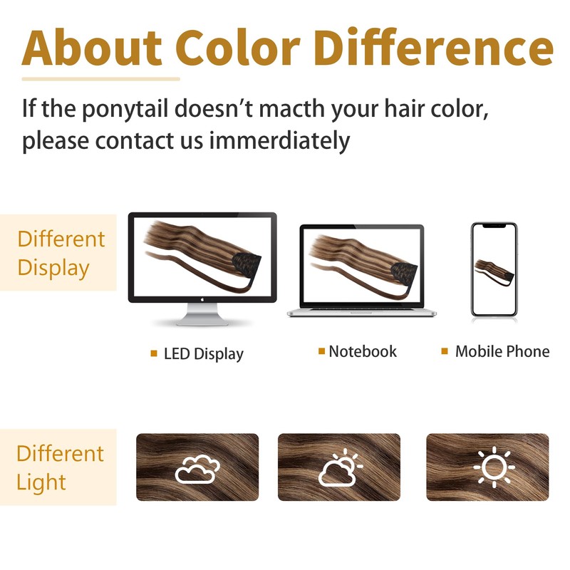 SEGO Ponytail Hair Piece, Extension Clip in Real Remy Hair