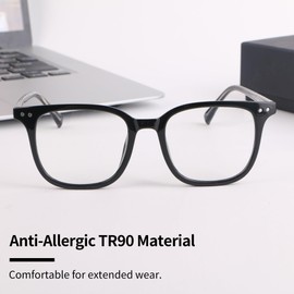 HANAA Blue Light Filter Glasses Glossy TR90 Blue Light Glasses No Prescription Computer Glasses Gaming Glasses Anti Fatigue, black