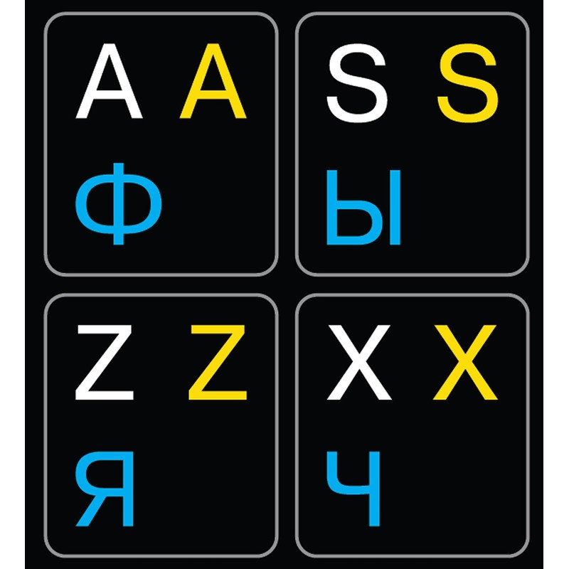 Online-Welcome Russian German English US Keyboard Sticker Black