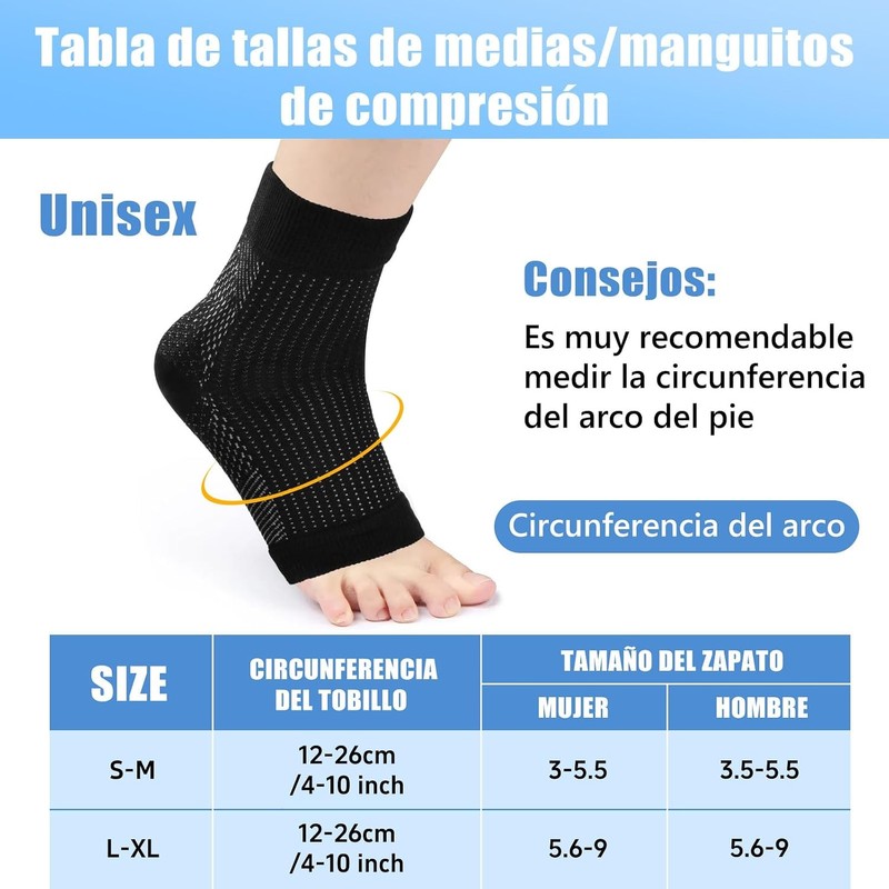Tobillera para Esguince de Compresión, Tobillera para Fascitis Plantar L/XL