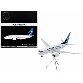 DCD Boeing 737-600 Commercial Aircraft WestJet (C-GWSL) Diecast Model Airplane White Blue Tail Gemini 200 Series 1/200 Alloy