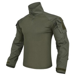 Men's Combat Shirts Tactical G3 Combat Shirts with Elbow Pads Tactical Shirt Military Outdoor Airsoft Fighting Hunting Shirt, Ranger green