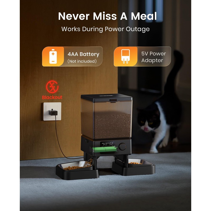 oneisall Automatic Cat Feeder for 2 Cats, 20 Cups/5L Automatic