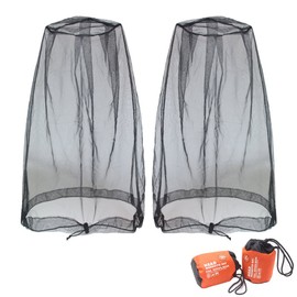 Benvo Benvo Mosquito Head Net Mesh, Face Neck Fly Netting Hood from Bugs Gnats Noseeums Screen Net for Any Outdoor Lover- with Carry Bags Fits Most Sizes of Hats Caps (2pcs, Black, Updated Big Net)