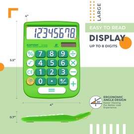CATIGA CD-8185 Office and Home Style Calculator - 8-Digit LCD Display - Suitable for Desk and On The Move use. (Green)