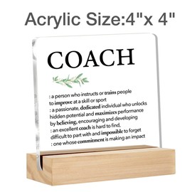 Thank You Coach Gifts Coach Definition Clear Desk Decorative Sign Appreciation Gift Acrylic Sign with Stand Table Plaque Keepsake Office Decor