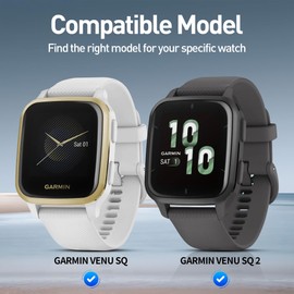 Suoman 3-Pack for Garmin Venu Sq 2 / Sq 2 Music/Venu Sq/Sq Music Screen Protector Case, Soft TPU All-Around Protective Bumper Cover-Black/Silver/Transparent