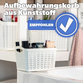 Kadax Plastic Storage Basket Storage Box Basket for Storage, Bathroom, Kitchen, Children's Room, Lightweight Universal Basket with Handles, Storage Container Rectangular, 1,5L