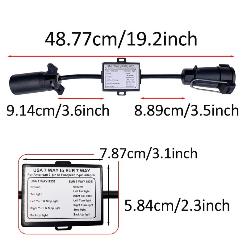 MACHSWON USA to EU Trailer Light Converter, 12V DC Trailer