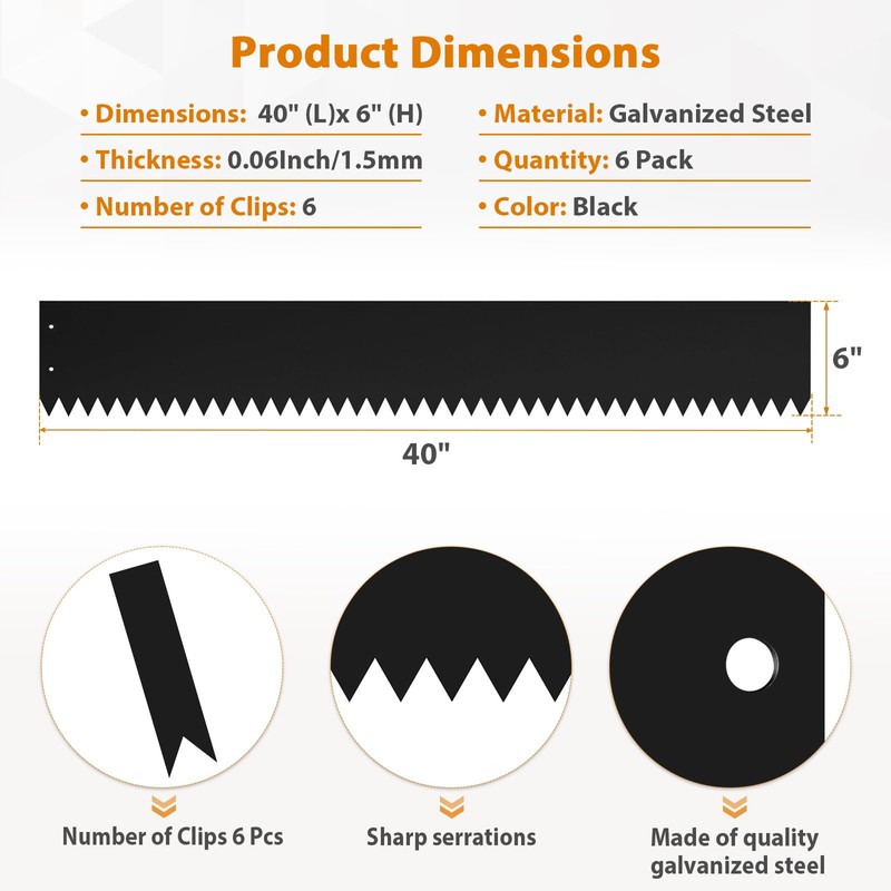 Meyoppm 6 Inch Metal Landscape Edging, 6 Pack Heavy Duty