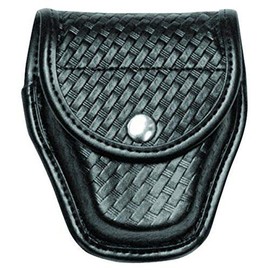 Bianchi 7917 Double Handcuff Pouch, Basketweave Black, Brass Snap