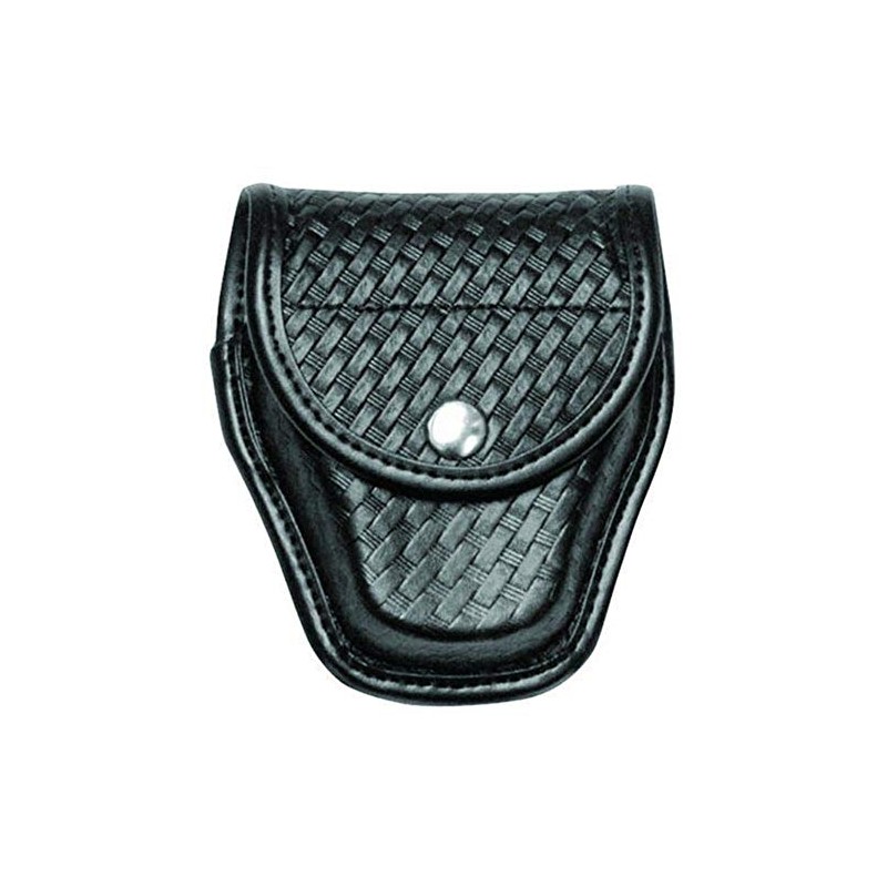 Bianchi 7917 Double Handcuff Pouch, Basketweave Black, Brass Snap