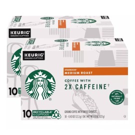 Starbucks 2 Boxes - Starbucks 2X Caffeine Med Roast K Cup Pods Coffee 4.3oz Toffee/Cocoa