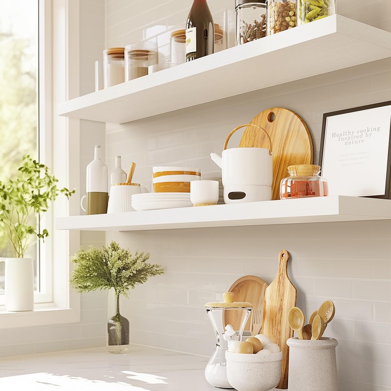 AMADA HOMEFURNISHING Floating Shelves, 32″ Large Wall Mounted Shelves for